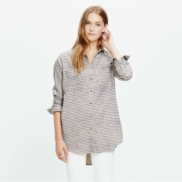 Madewell Tops - Madewell Stripe Flannel Button-Down Sunday Shirt Size Small Minimalist Winter